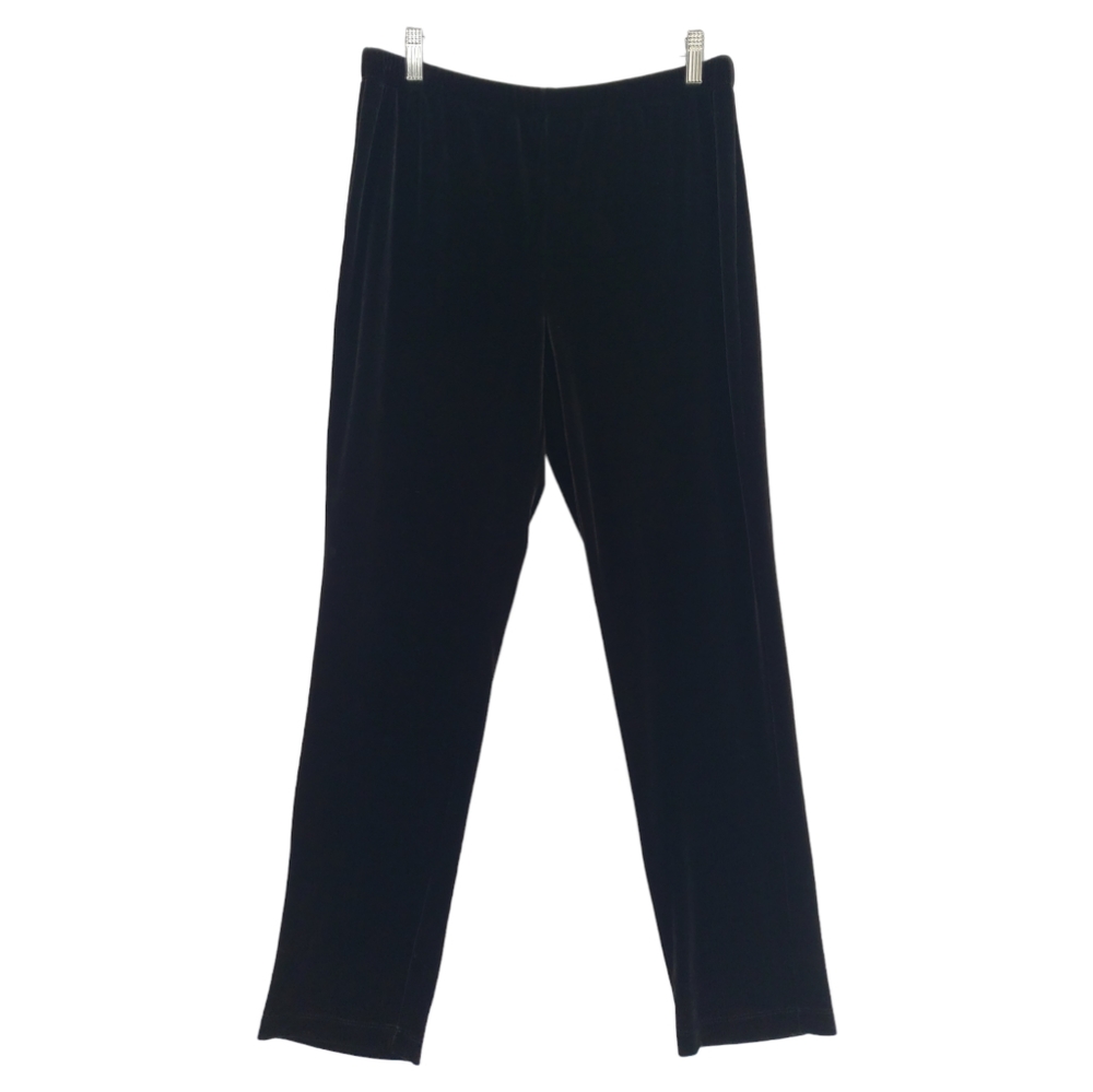 Chico's Travelers Velour Pant Size 1 in Black Stretchy Pull On Comfort